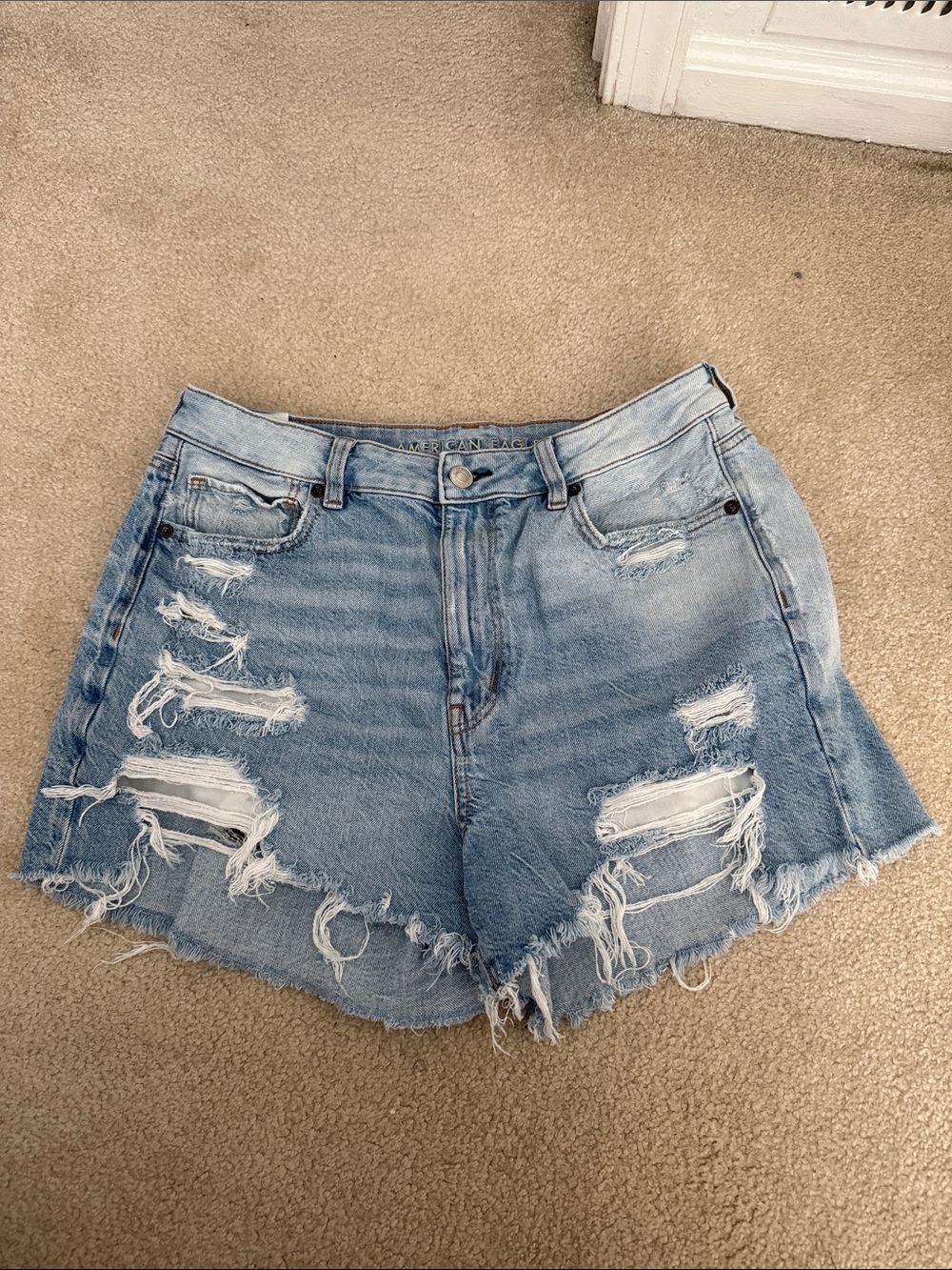 American Eagle Outfitters Light Blue Distressed Denim Shorts